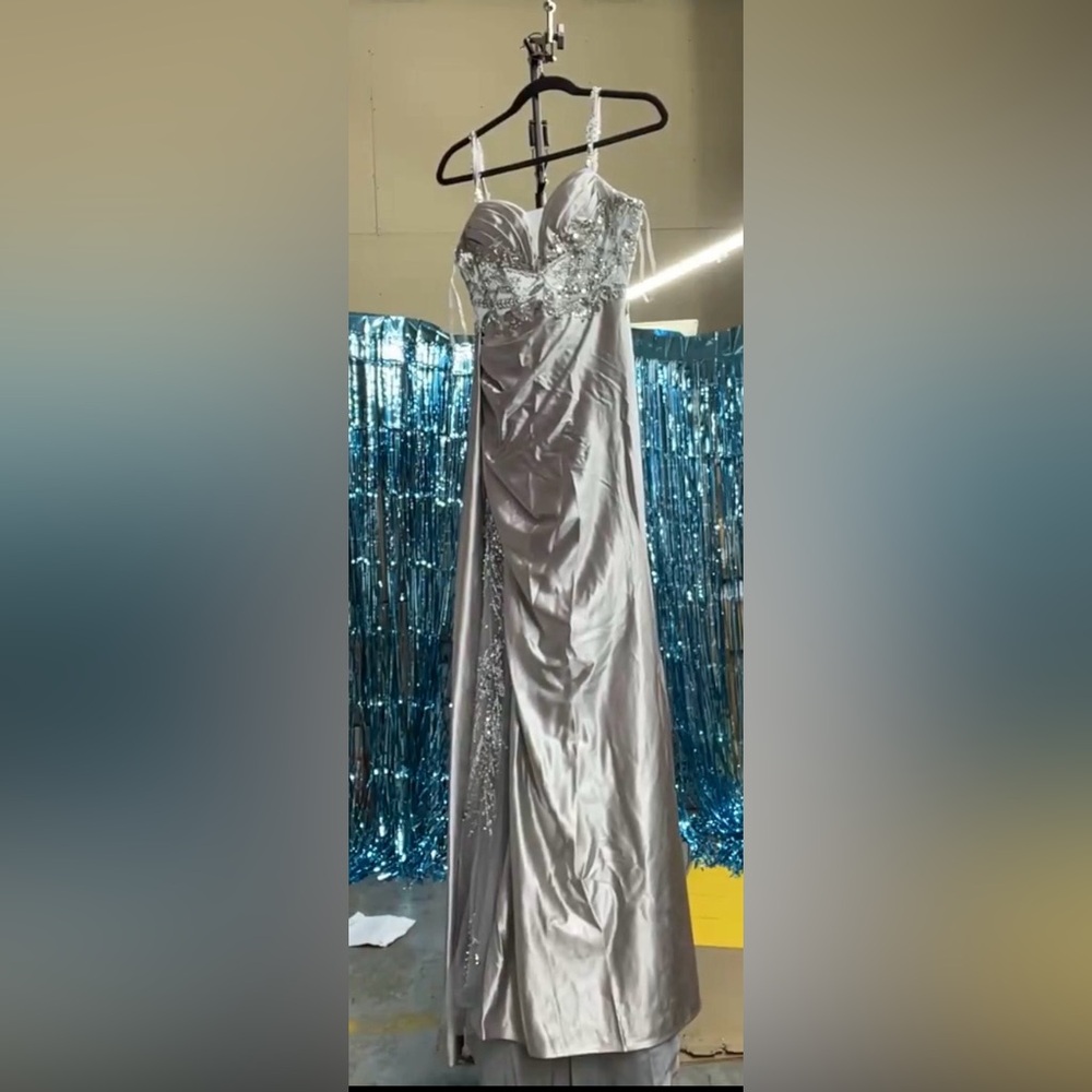 Elegant Silver Evening Gown